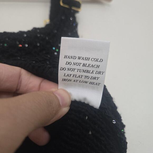 Asta Resort Grace Sequined Crochet Crop Tank Top XS Black NEW NWT - Picture 13 of 13